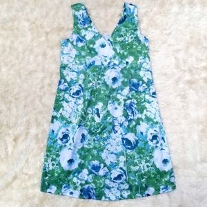 Three Seasons Maternity dress green blue floral L
